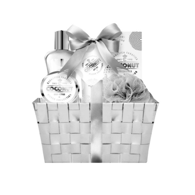 COCONUT BASKET WITH RIBBON