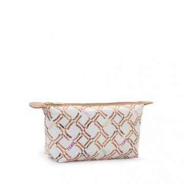 POCHETTE #BEAUTY NECESSAIRE PICCOLO RASO LOGOMANIA BIANCO