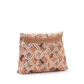 POCHETTE #BUSTINA TRAPEZIO GRANDE RASO LOGOMANIA NATURALE