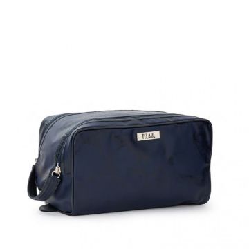 POCHETTE #BEAUTY DOPPIA ZIP UNITA GOMMATO BLU MIRTILLO