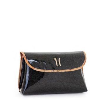 POCHETTE #BEAUTY MEDIA CON PATTA NAPPA SINTETICA GLITTER NERO