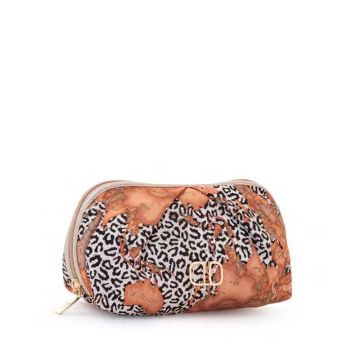 POCHETTE #BEAUTY MEDIO CON PINCES RASO ANIMALIER ECRU