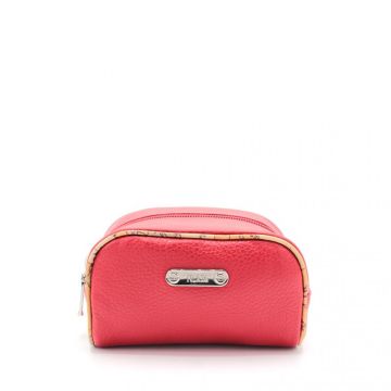 POCHETTE #BEAUTY STONDATO PICCOLO PELLE ROSSO